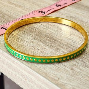 Gold plated polka dot green bracelet